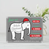Witte Olifant Feestje Kerst (Grijs) Uitnodiging (Staand voorkant)