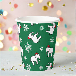 Witte Olifant Feestje Kerst (Groene) Papieren Beke Bekers