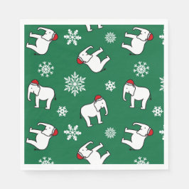 Witte Olifant Feestje Kerst (Groene) Servet