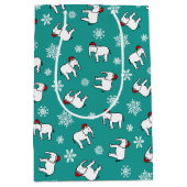 Witte Olifant Feestje Kerst (Turquoise) Cadeautas (Voorkant)