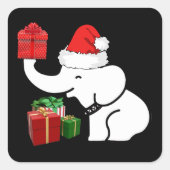 Witte Olifant & Geschenken Kerstmis Familie Vierkante Sticker (Voorkant)
