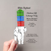 Witte Olifant Gestapelde Cadeau Uitwisseling Feest Acryl Uitnodigingen (Insitu (Draagbaar))