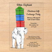 Witte Olifant Gestapelde Cadeau Uitwisseling Feest Acryl Uitnodigingen (Voorkant)