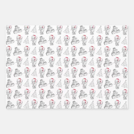 Witte olifant Gift Exchange Hand getrokken kerst Inpakpapier Vel (Voorkant 3)