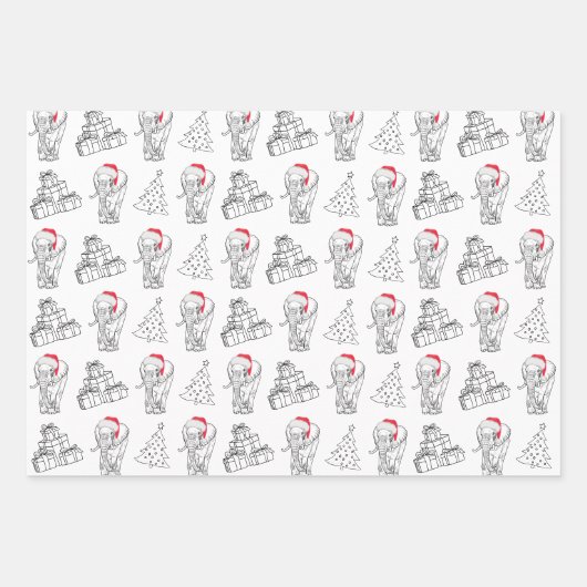 Witte olifant Gift Exchange Hand getrokken kerst Inpakpapier Vel (Voorkant 2)