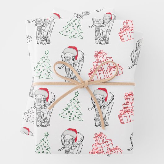 Witte olifant Gift Exchange Hand getrokken kerst Inpakpapier Vel (In situ)