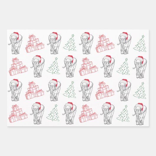 Witte olifant Gift Exchange Hand getrokken kerst Inpakpapier Vel (Voorkant)
