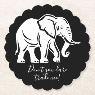 Witte Olifant Grap Geschenk Kartonnen Onderzetters