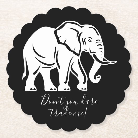 Witte Olifant Grap Geschenk Kartonnen Onderzetters (Voorkant)