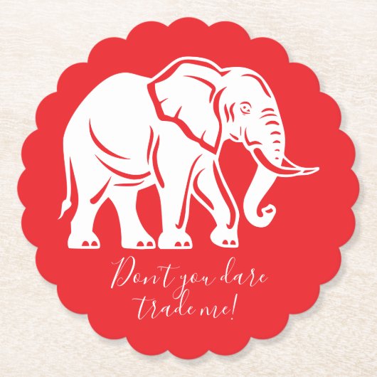 Witte Olifant Grap Geschenk Kartonnen Onderzetters (Voorkant)