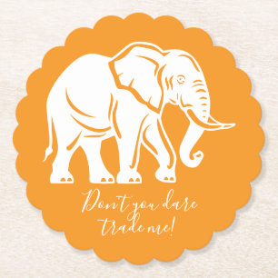 Witte Olifant Grap Geschenk Kartonnen Onderzetters