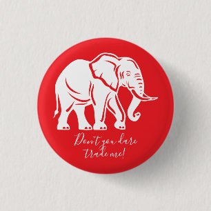 Witte Olifant Grap Geschenk Ronde Button 3,2 Cm