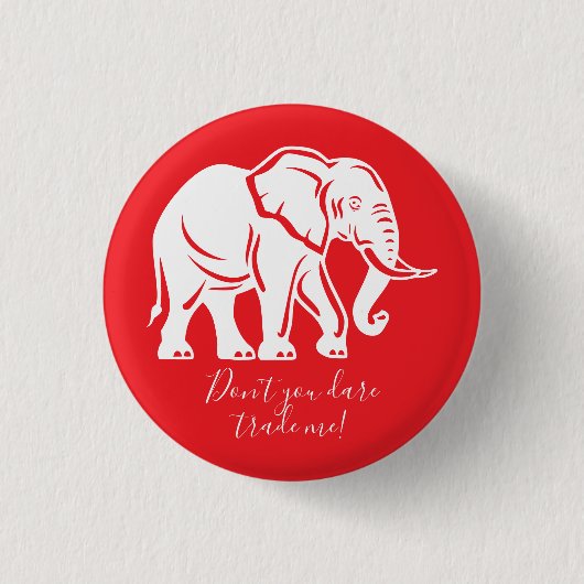 Witte Olifant Grap Geschenk Ronde Button 3,2 Cm (Voorkant)