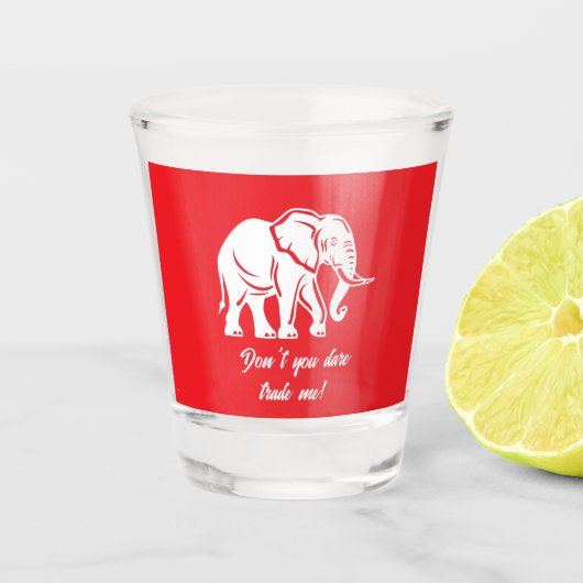Witte Olifant Grap Geschenk Shot Glas (Voorkant)