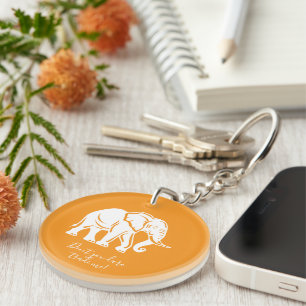 Witte Olifant Grap Geschenk Sleutelhanger