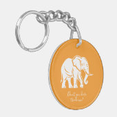 Witte Olifant Grap Geschenk Sleutelhanger (Voorkant Links)