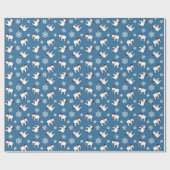 Witte Olifant Kerst (Blauw) Inpakpapier (Vlak)
