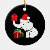 Witte Olifant Kerst & Cadeau Patroon Keramisch Ornament (Voorkant)