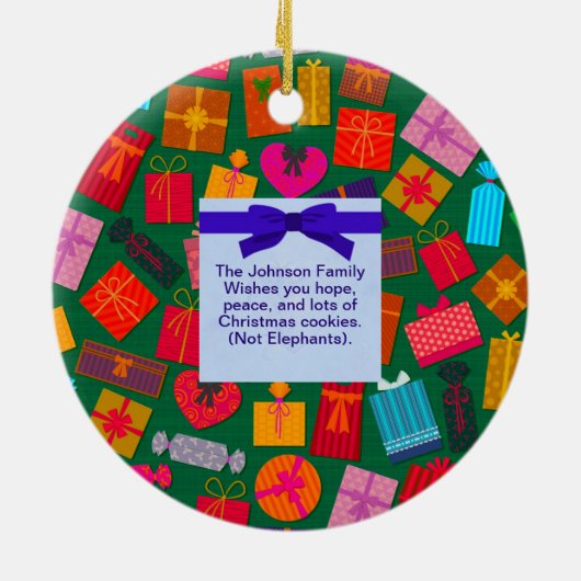 Witte Olifant Kerst & Cadeau Patroon Keramisch Ornament (Achterkant)