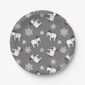 Witte Olifant Kerst (Grijs) Papieren Bord (Voorkant)