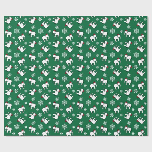Witte Olifant Kerst (Groen) Inpakpapier (Vlak)