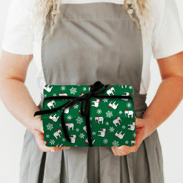 Witte Olifant Kerst (Groen) Inpakpapier