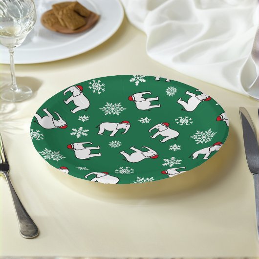 Witte Olifant Kerst (Groen) Papieren Bord