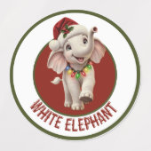 Witte Olifant Kerst Labels (Design 2)