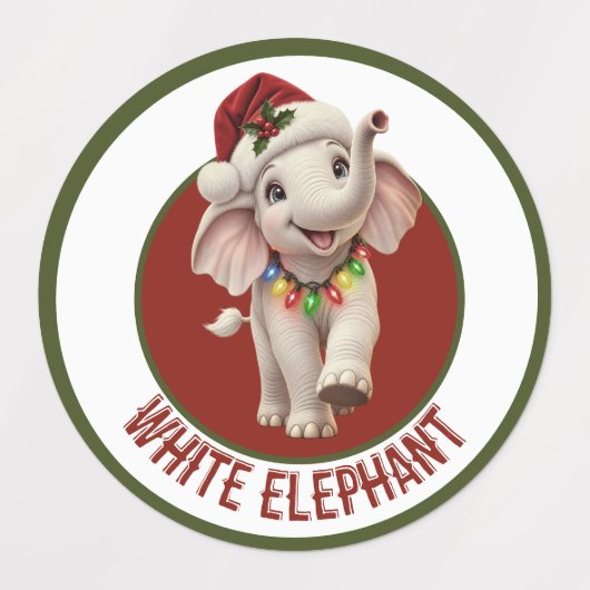 Witte Olifant Kerst Labels (Design 1)