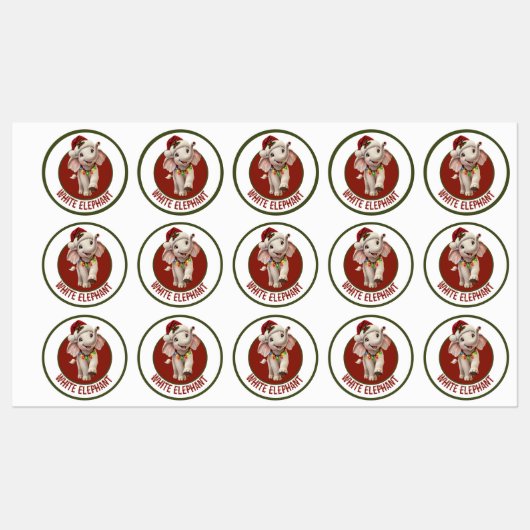 Witte Olifant Kerst Labels (Vel)
