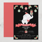 Witte Olifant Kerst Lunch Cadeau Uitwisseling Kaart (Voorkant / Achterkant)
