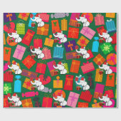 Witte Olifant Kerst Presents Groene Achtergrond Cadeaupapier (Vlak)