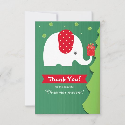 Witte olifant kerstcadeau bedankkaart kaart (Voorkant)