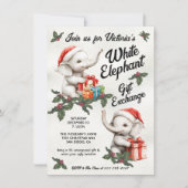Witte Olifant Kerstcadeau Uitwisseling kinder Kaart (Voorkant)
