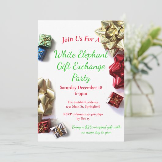 Witte Olifant Kerstfeest Geschenk Uitwisseling Kaart (Staand voorkant)