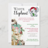 Witte Olifant Kerstfeest Kaart (Voorkant)