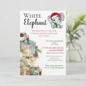 Witte Olifant Kerstfeest Kaart (Staand voorkant)