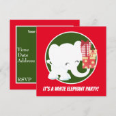 Witte olifant kerstfeest kaart (Voorkant / Achterkant)