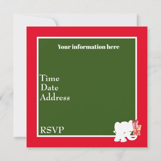 Witte olifant kerstfeest kaart (Achterkant)