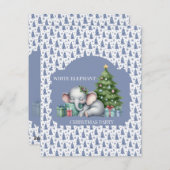 Witte olifant kerstfeest uitnodiging (Voorkant / Achterkant)