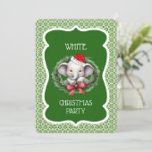 Witte olifant kerstfeest uitnodiging (Staand voorkant)
