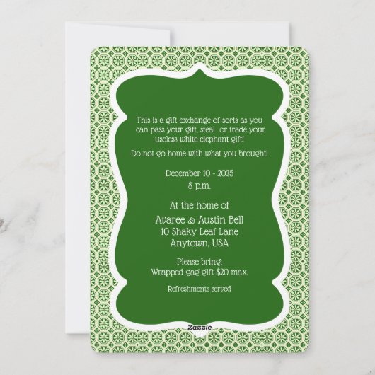 Witte olifant kerstfeest uitnodiging (Achterkant)