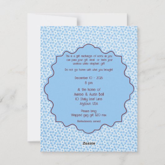 Witte olifant kerstfeest uitnodiging (Achterkant)