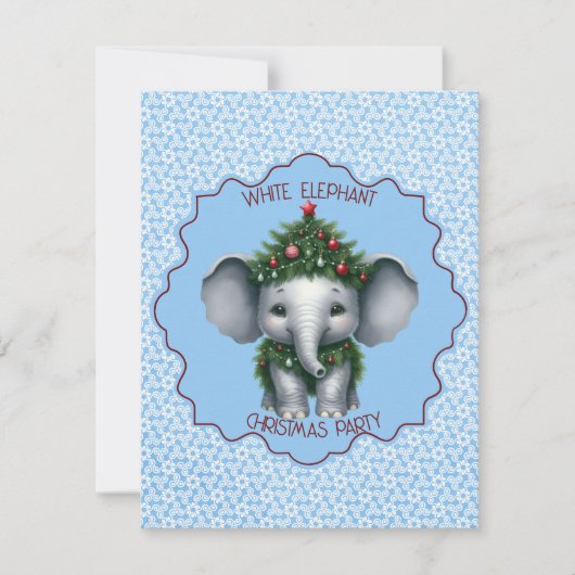 Witte olifant kerstfeest uitnodiging (Voorkant)