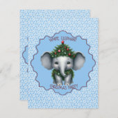 Witte olifant kerstfeest uitnodiging (Voorkant / Achterkant)