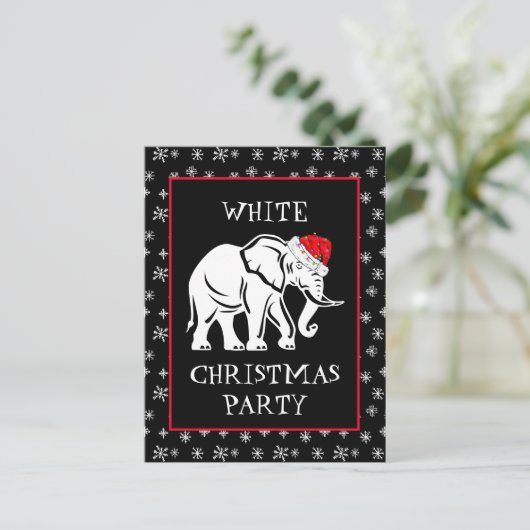 Witte Olifant Kerstfeest Uitnodiging (Staand voorkant)
