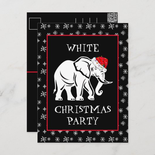 Witte Olifant Kerstfeest Uitnodiging (Voorkant / Achterkant)