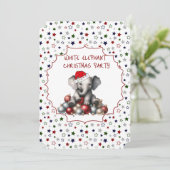 Witte olifant kerstfeest uitnodiging (Staand voorkant)