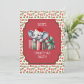 Witte olifant kerstfeest uitnodiging (Staand voorkant)