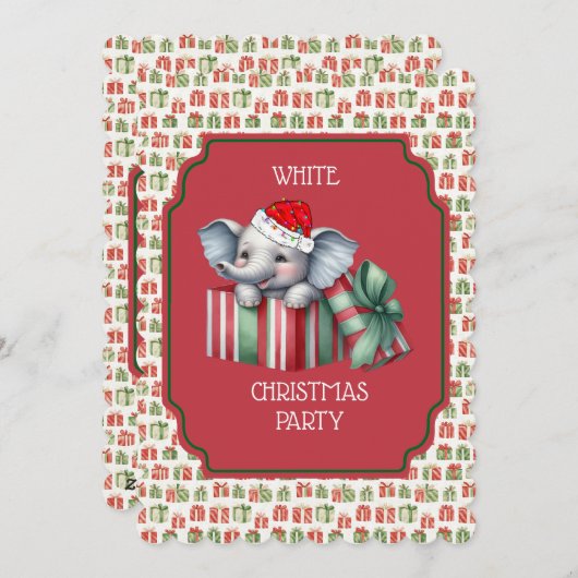 Witte olifant kerstfeest uitnodiging (Voorkant / Achterkant)